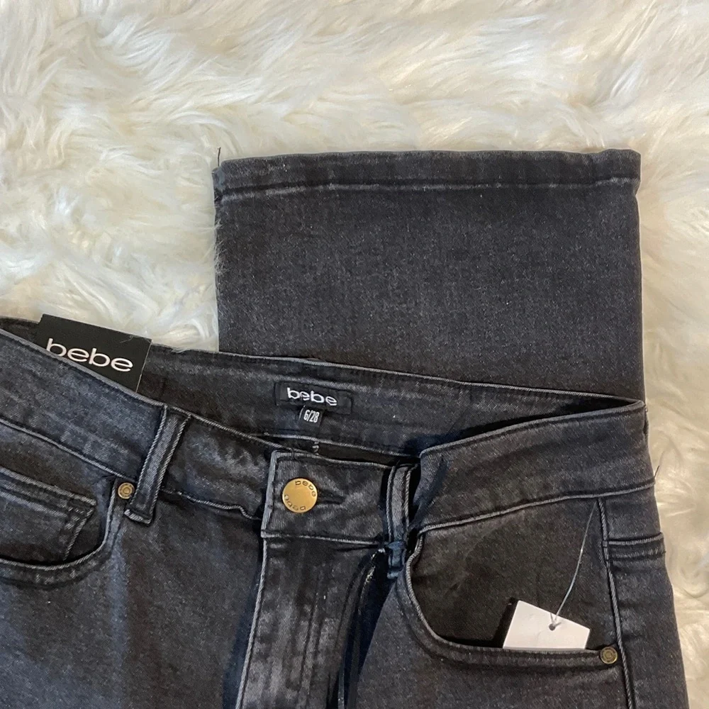 bebe Women's Bootleg High-Rise Jeans in Washed Black Size 6/28